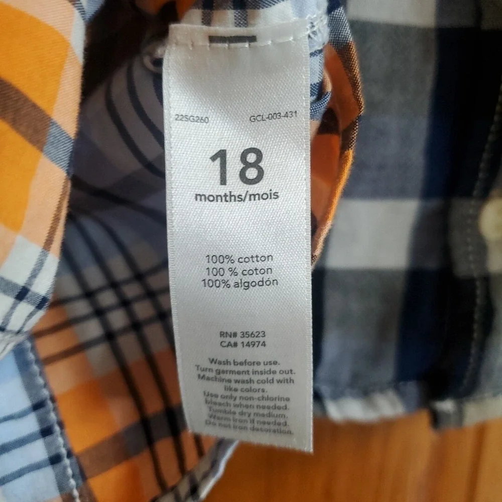 OshKosh B'gosh Carter's Toddler Boys Plaid Flannel Shirts Lot Sz 18M‎